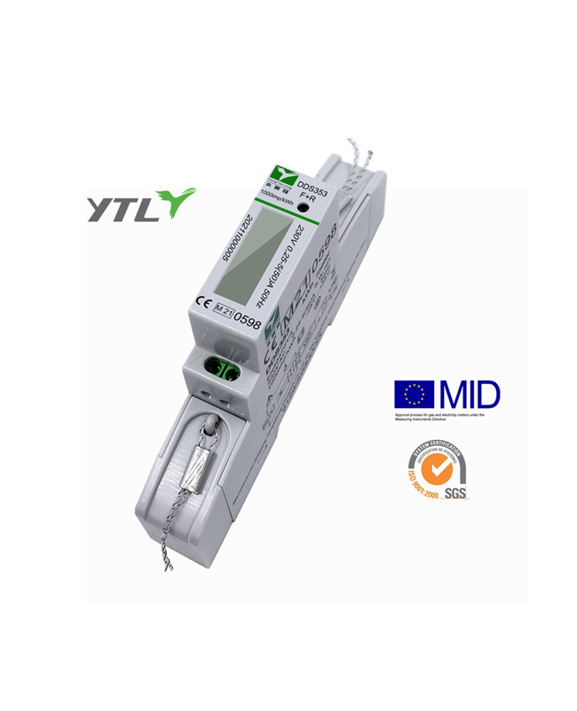 YTL China Smart DDS353 DIN Rail Singlephase One Wire Electricity Energy Meter CE MID B+D Certified