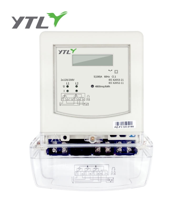 YTL Two Phase Three Wire LCD Shunt sampling Energy Meter 