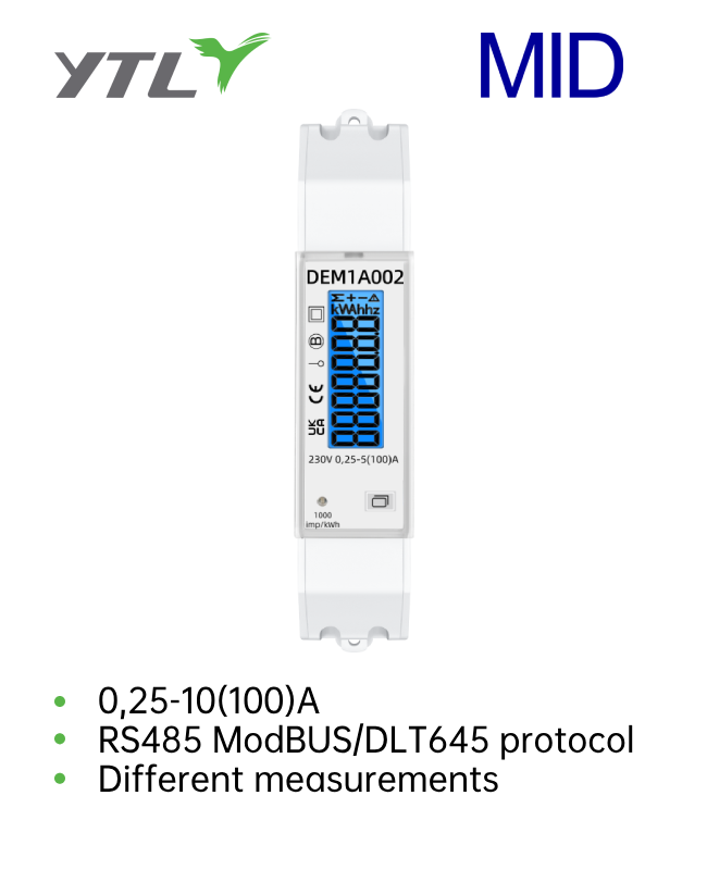 YTL Din-Rail 1P 1 Wire active measurment MID Certified pulse Energy Meter