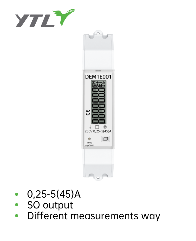 YTL DEM1E MAX 45 A Din-Rail 1 Phase 1W Dual Channel Electricity Pulse Meter 