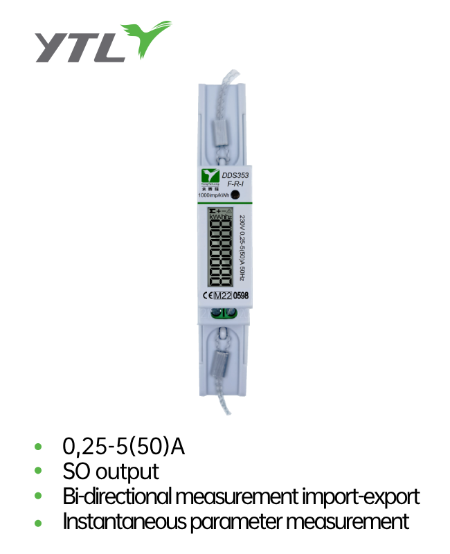 YTL DDS353 0.25-5(50)A DIN Rail Single Phase 1 Module Digital kWh Meter