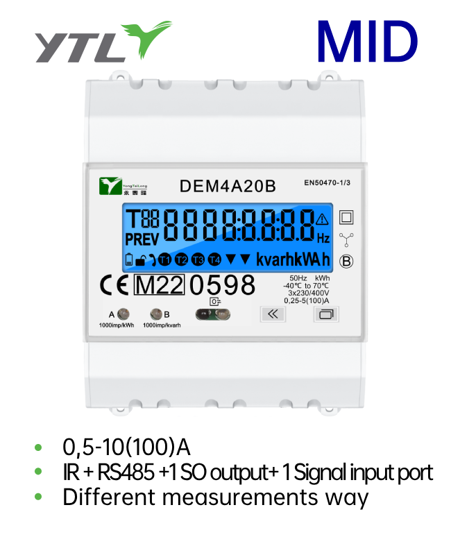 YTL DEM4A 100A Energy meter with RS485 Communication CE MID Certificate