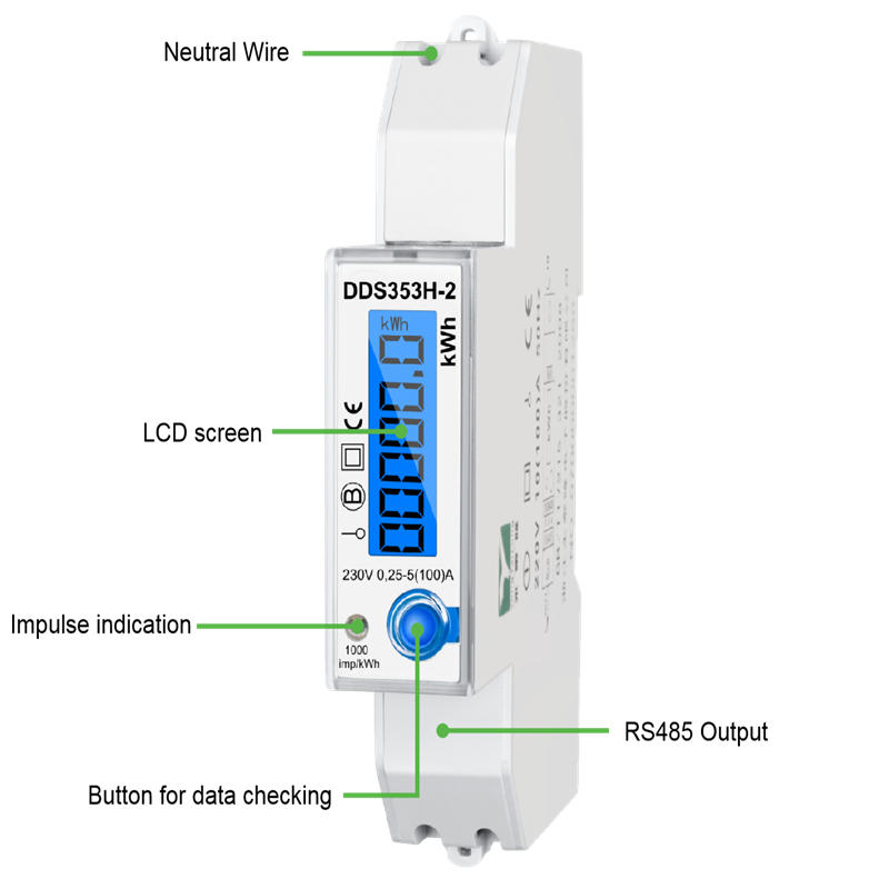 DDS353H-2 MID Single Phase Din Rail Electricity Power Consumption Energy Watt Meter