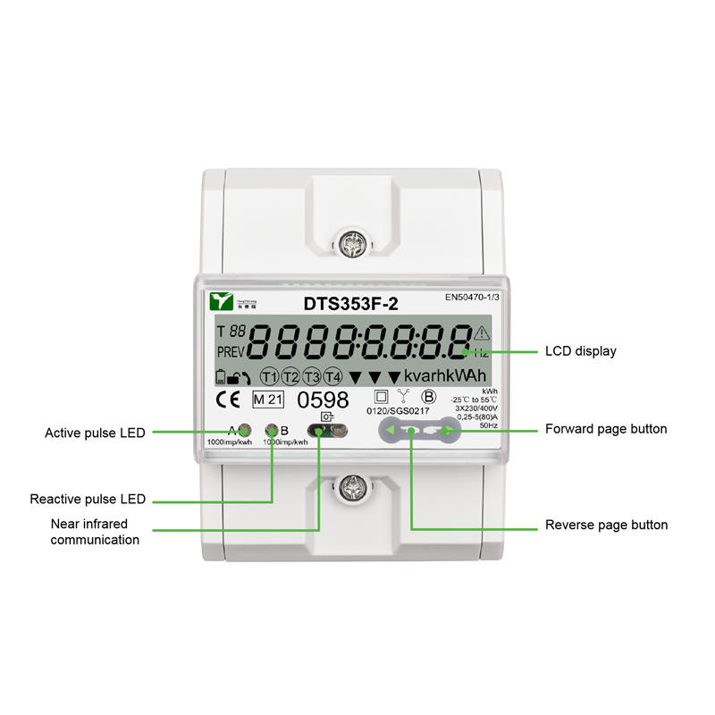 DTS353F-2 Three Phase Electric Energy Meter Din Rail Pulse Meter MID Certified