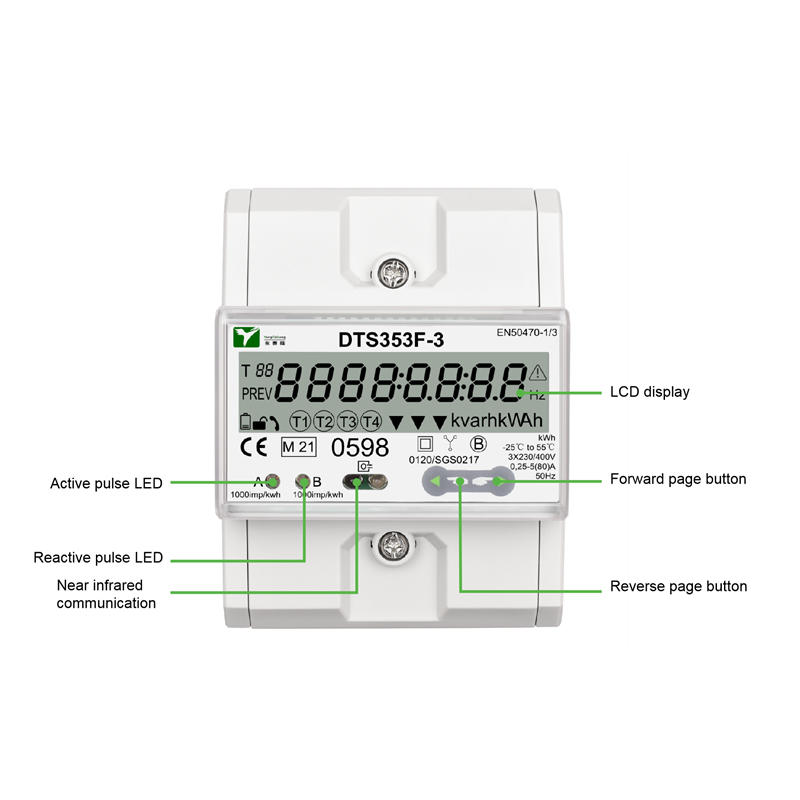 DTS353F-3 Modbus Three Phase Electric Energy Meter Modbus RS485 RTU Touch MID Calibrated