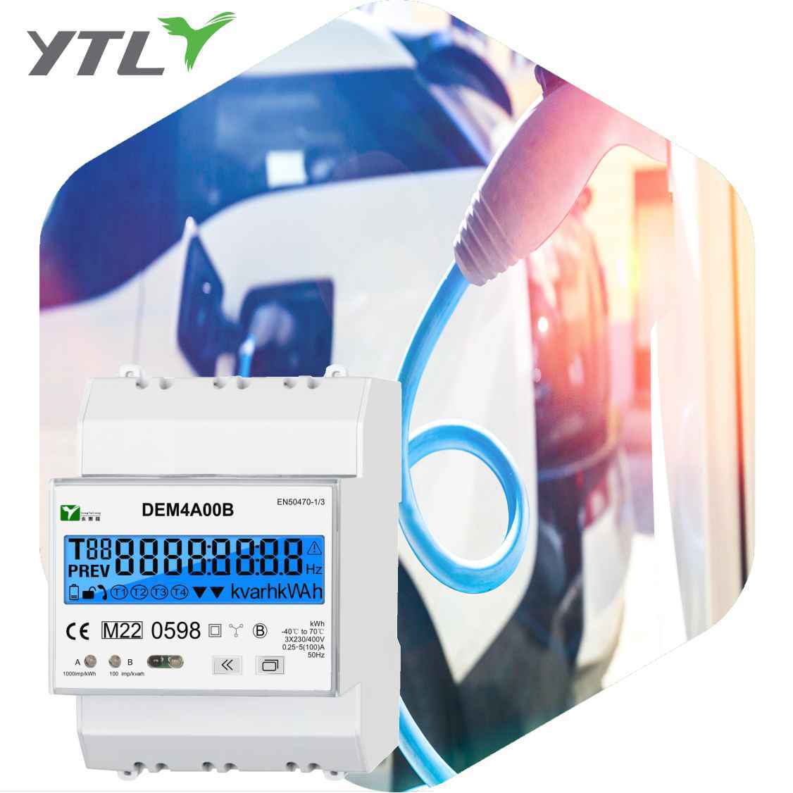YTL DEM4A 0.25-5(80)A DIN rail Three Phase Four Wires RS485 communication CE MID Certificate Watt Meter