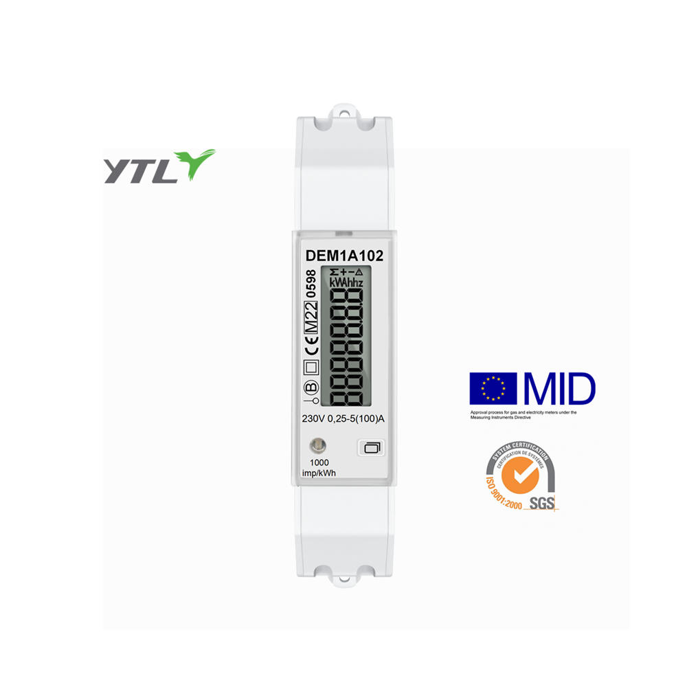 YTL DEM1A MAX 100A Din-Rail 1 Phase 1w Dual Channel MID Certified SO energy meter
