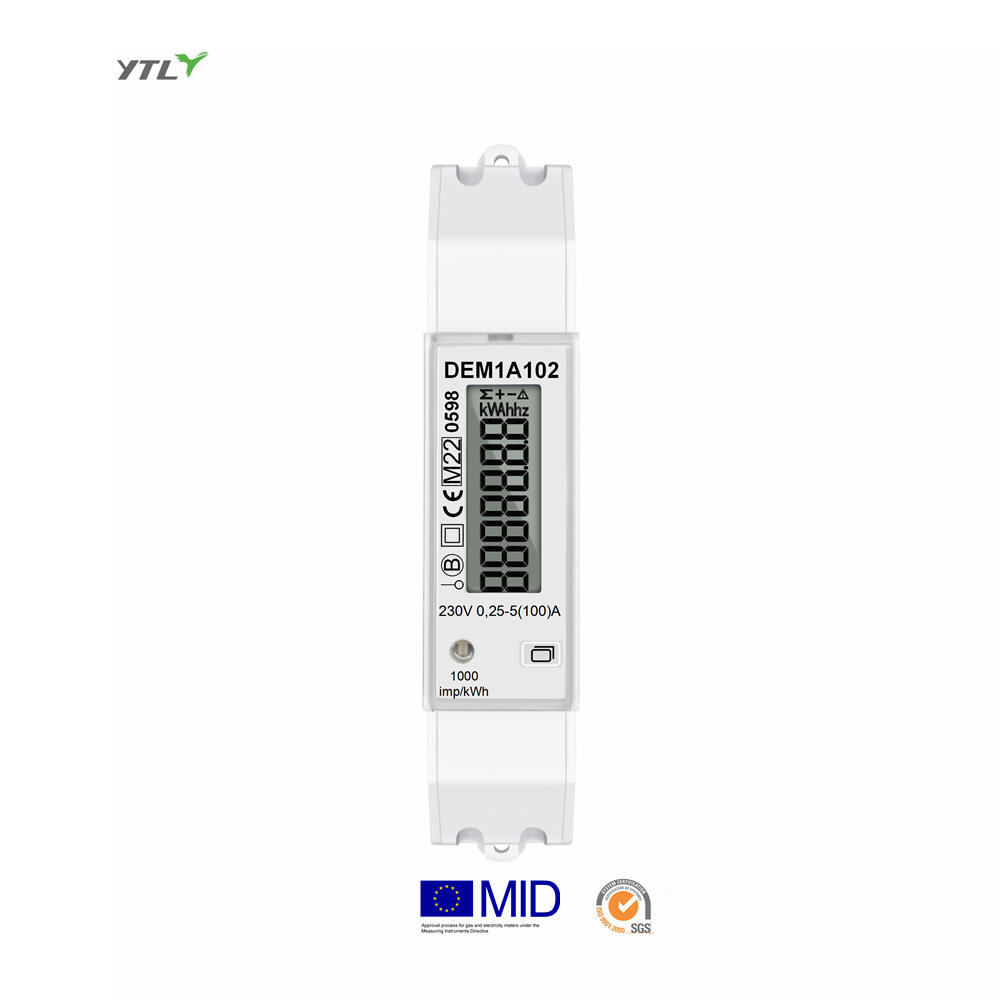YTL DEM1A MAX 100A Din-Rail 1 Phase 1w Dual Channel MID Certified SO energy meter