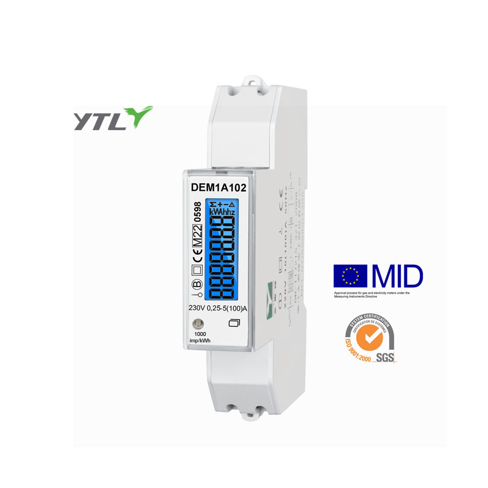 YTL DEM1A 5(100)A Din-Rail 1 Phase 1 module Two Channel MID Certificated Energy Power Meter