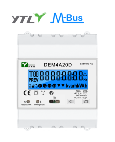 YTL Supplier DEM4A 3*230/400V DIN rail 3P 4 Module Touch button Mbus Digital KWH Meter