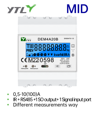 YTL DEM4A 100A Energy meter with RS485 Communication CE MID Certificate