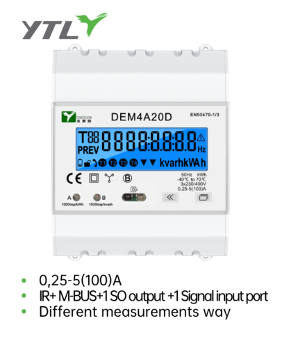 YTL Supplier DEM4A 3*230/400V DIN Rail 3P 4 Module Touch button Mbus Electronic Energy Meter