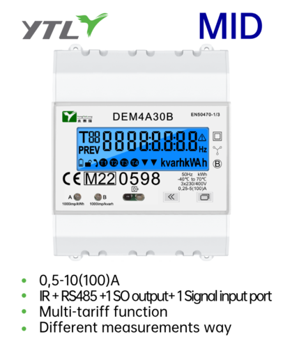 YTL Wholesale 100A DIN Rail Three Phase Meter with Tariff function 