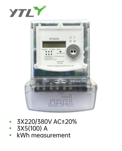 Apartment Suitable Three Phase Four Wire Electronic kWh Meter 